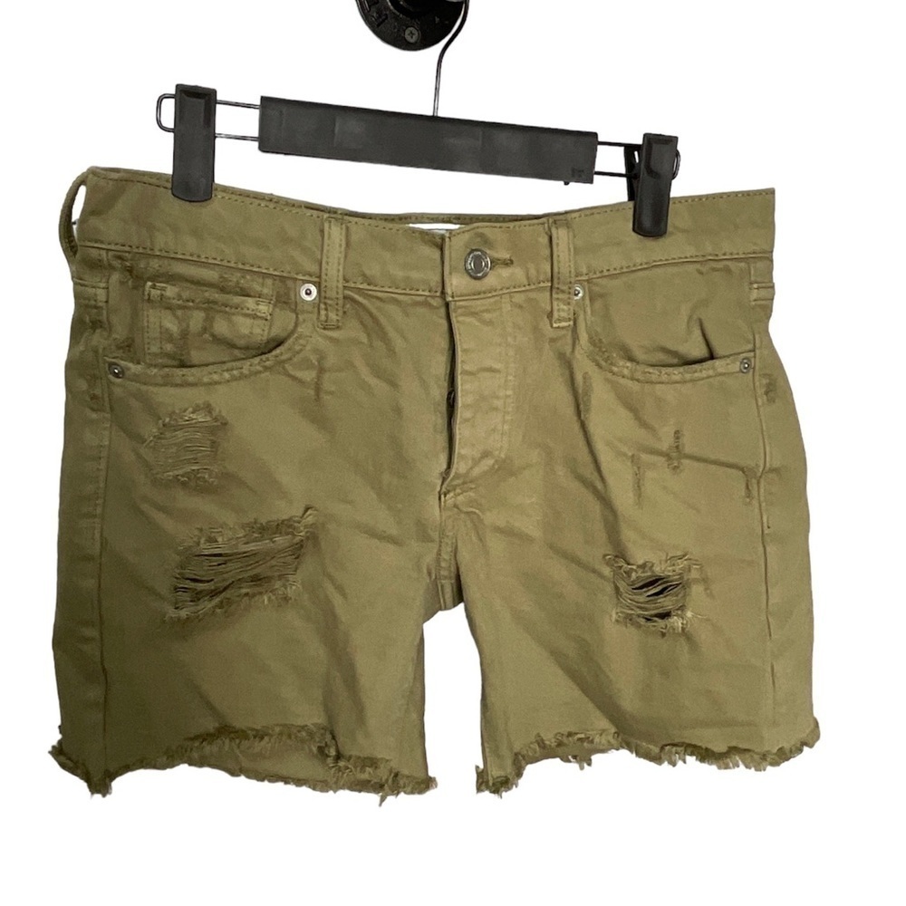 Lucky Brand Women Denim Boyfriend Shorts Button Fly Cut off Green Sz 0/25 U2